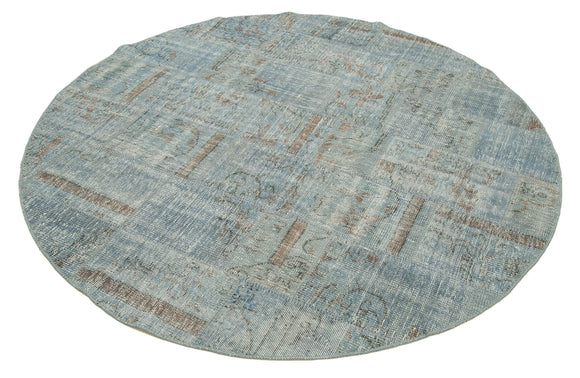 6x6 Blue Round Patchwork Rug - 37411