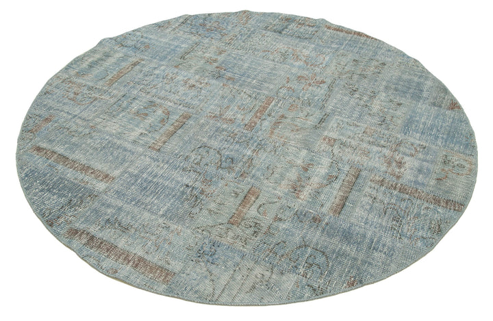 6x6 Blue Round Patchwork Rug - 37411