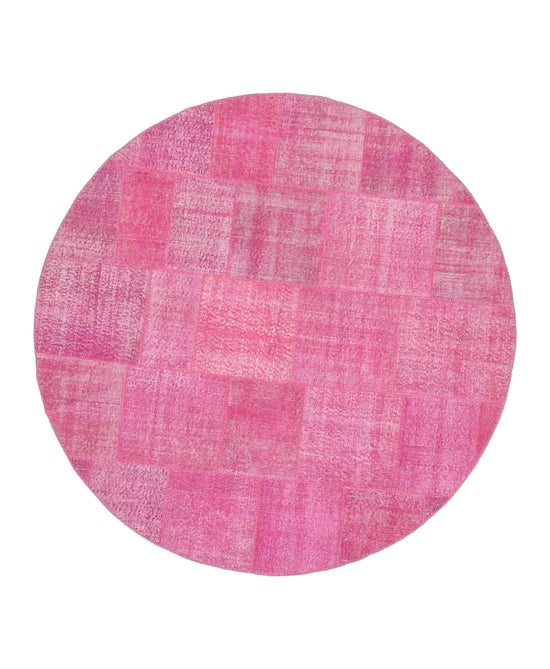 7x7 Pink Round Patchwork Rug - 37412