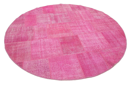 7x7 Pink Round Patchwork Rug - 37412