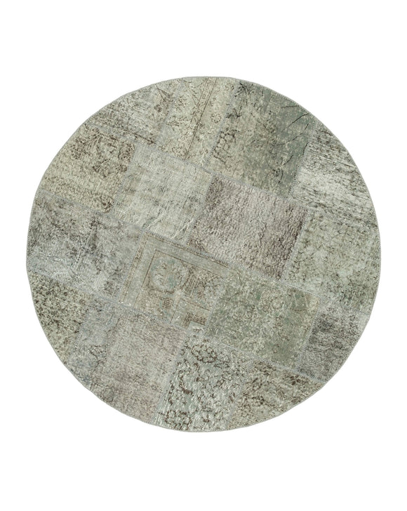 6x6 Grey Round Patchwork Rug - 37440