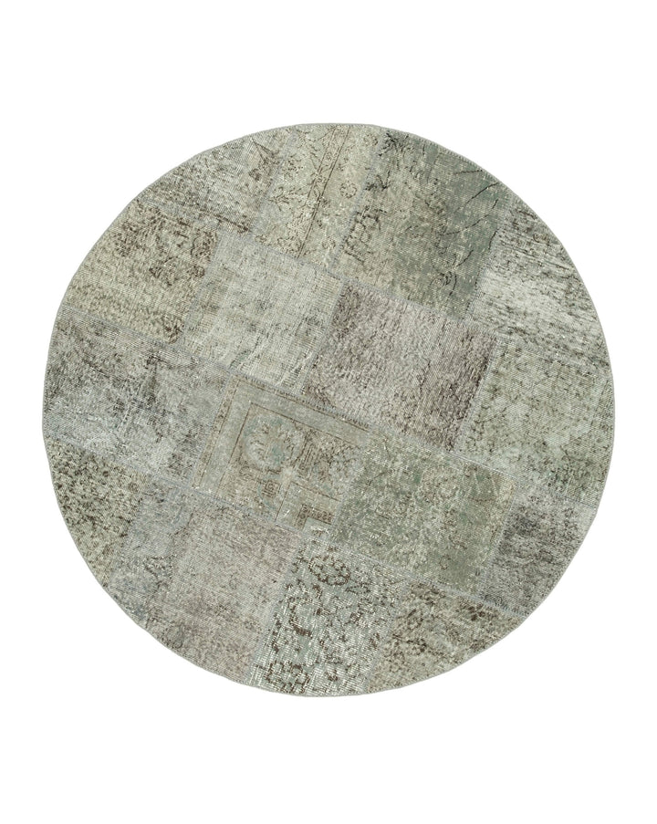 6x6 Grey Round Patchwork Rug - 37440