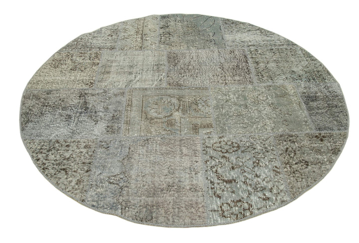 6x6 Grey Round Patchwork Rug - 37440