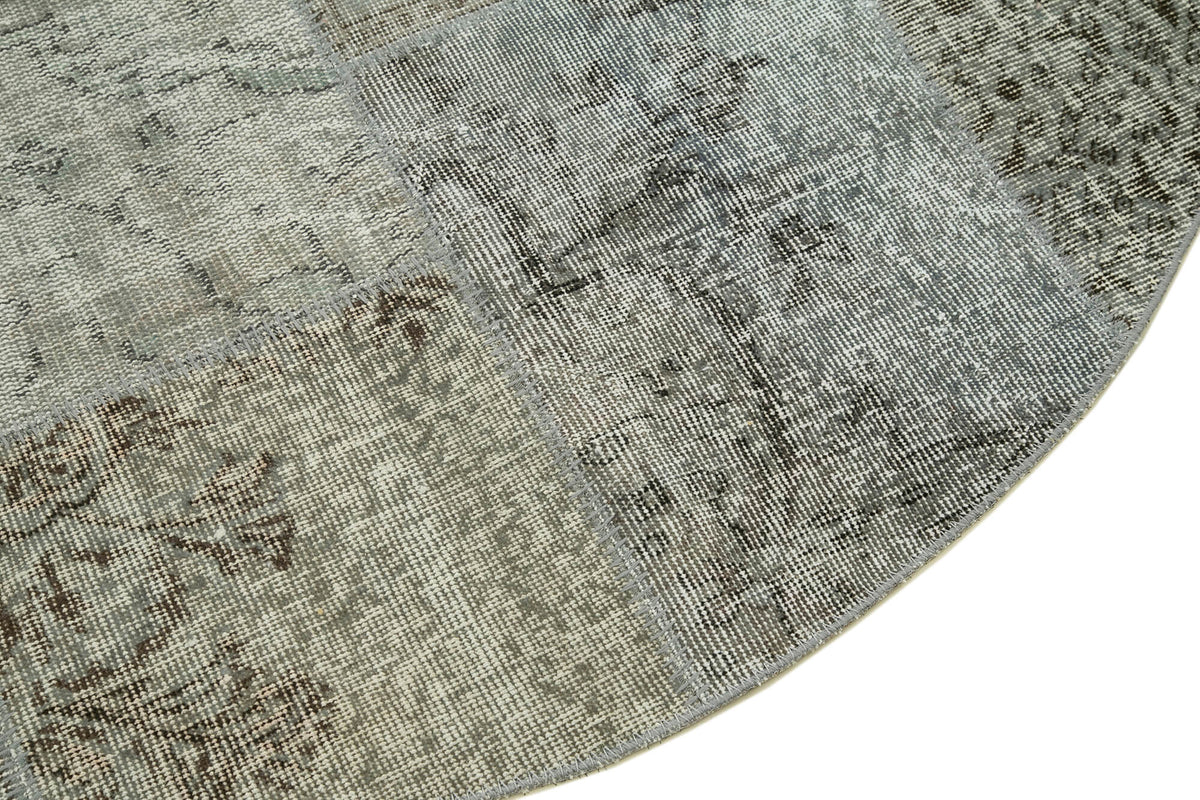 6x6 Grey Round Patchwork Rug - 37440