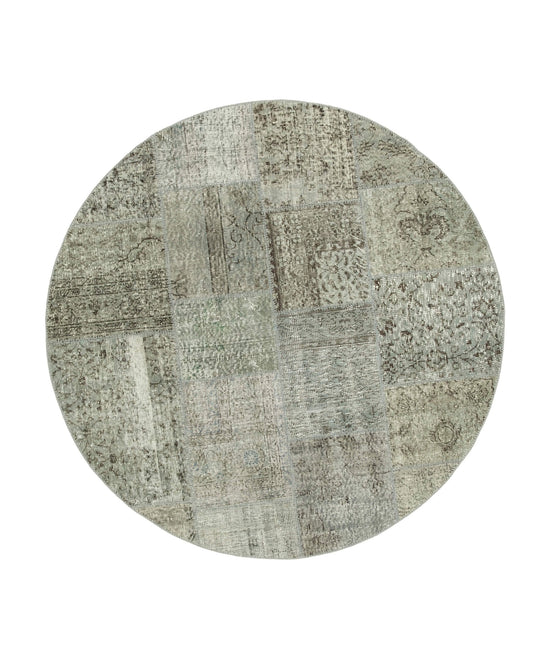 6x6 Grey Round Patchwork Rug - 37446