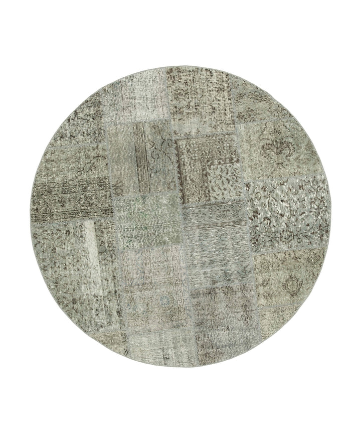 6x6 Grey Round Patchwork Rug - 37446