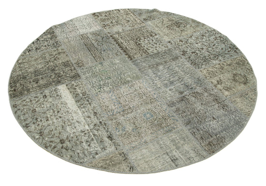 6x6 Grey Round Patchwork Rug - 37446