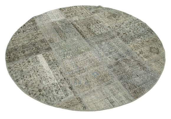 6x6 Grey Round Patchwork Rug - 37446