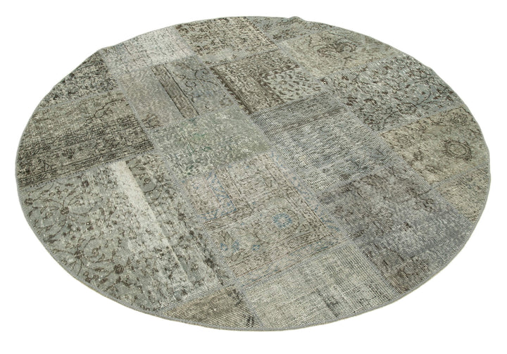 6x6 Grey Round Patchwork Rug - 37446