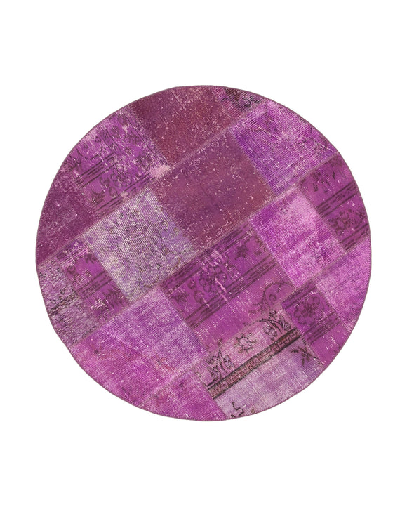 5x5 Purple Round Patchwork Rug - 37447