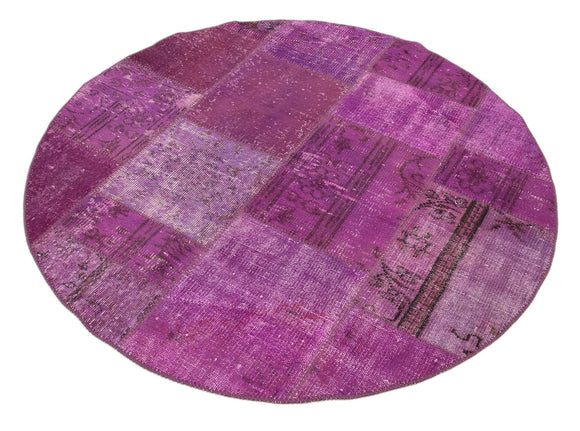5x5 Purple Round Patchwork Rug - 37447