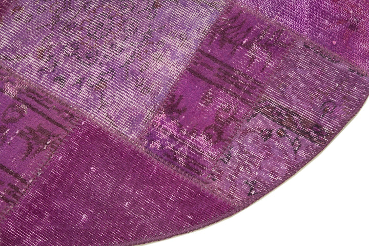 5x5 Purple Round Patchwork Rug - 37447