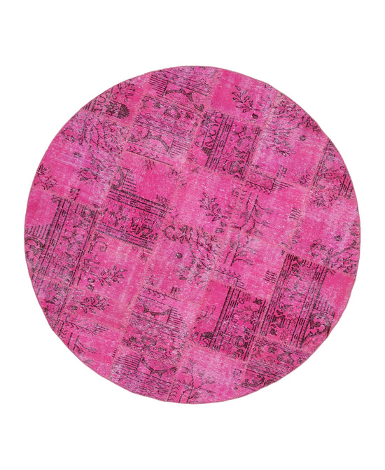 7x7 Pink Round Patchwork Rug - 37448