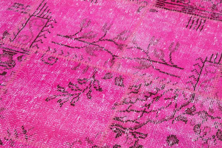 7x7 Pink Round Patchwork Rug - 37448