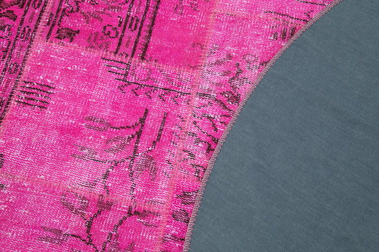 7x7 Pink Round Patchwork Rug - 37448