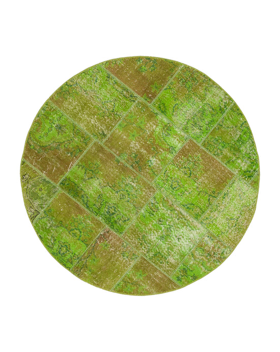 5x5 Green Round Patchwork Rug - 37449
