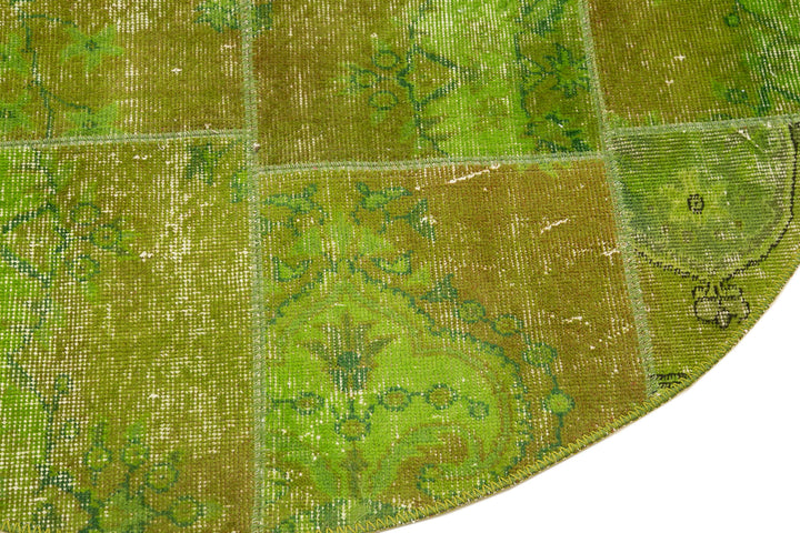 5x5 Green Round Patchwork Rug - 37449