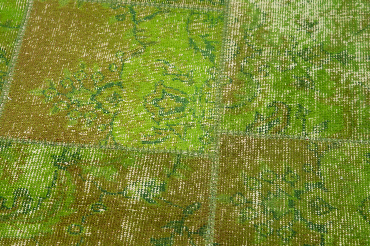 5x5 Green Round Patchwork Rug - 37449