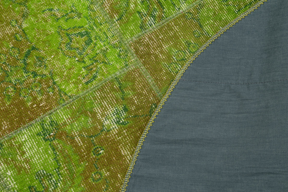 5x5 Green Round Patchwork Rug - 37449