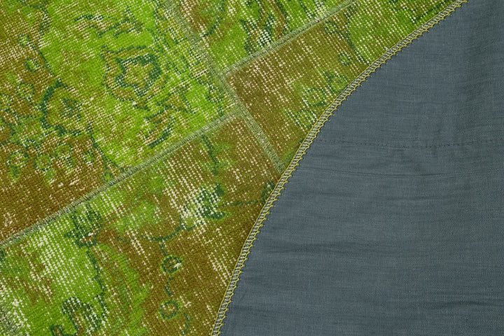 5x5 Green Round Patchwork Rug - 37449