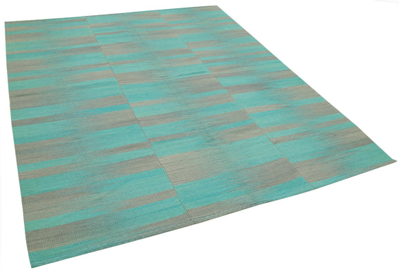 7x9 Turquoise Contemporary Kilim Rug - 37509