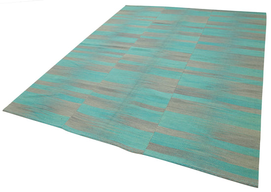 7x9 Turquoise Contemporary Kilim Rug - 37509