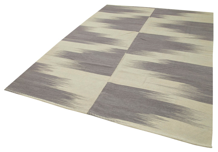 7x9 Beige Contemporary Kilim Rug - 37533