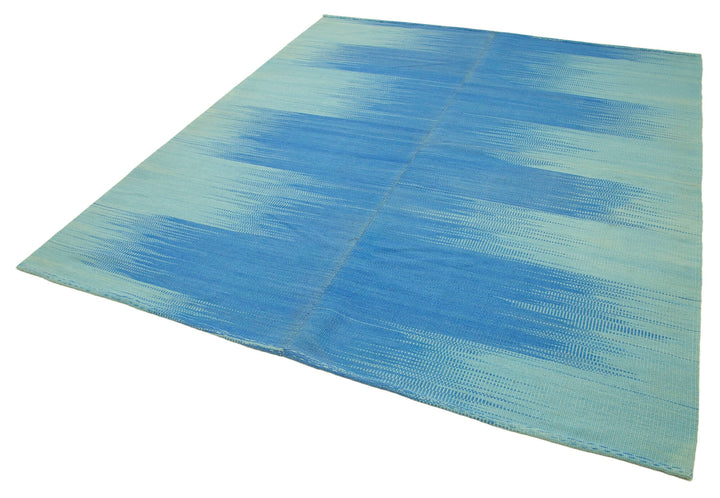 7x8 Blue Contemporary Kilim Rug - 37544