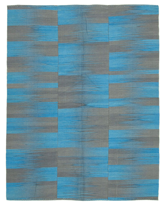 7x9 Blue Contemporary Kilim Rug - 37549