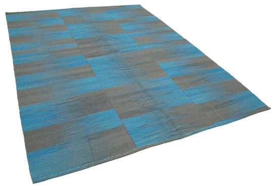 7x9 Blue Contemporary Kilim Rug - 37549