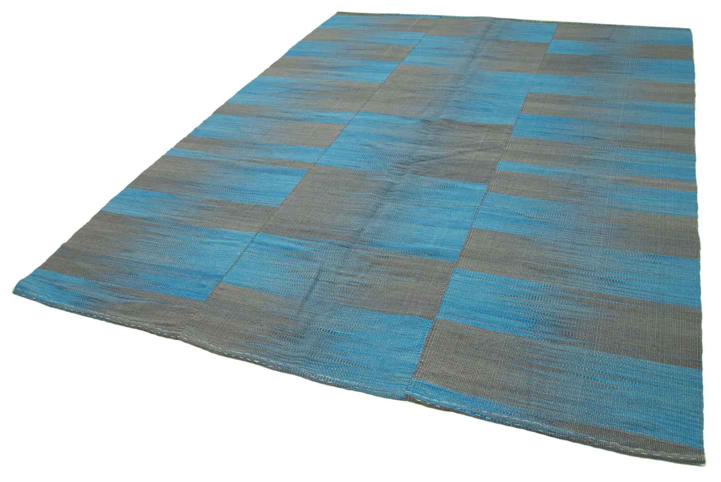 7x9 Blue Contemporary Kilim Rug - 37549