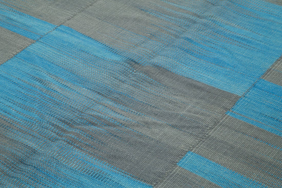 7x9 Blue Contemporary Kilim Rug - 37549