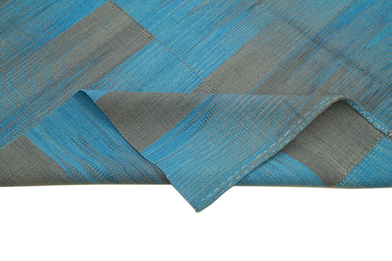 7x9 Blue Contemporary Kilim Rug - 37549