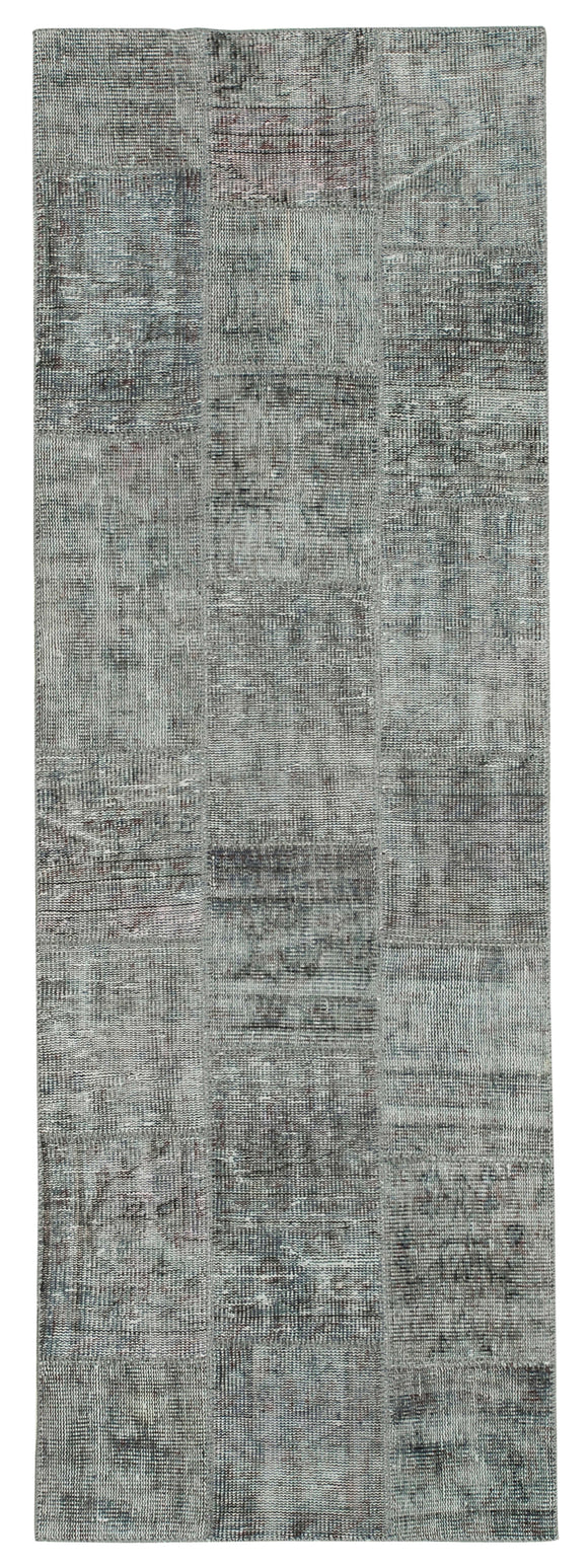 3x8 Grey Patchwork Runner Rug - 37632