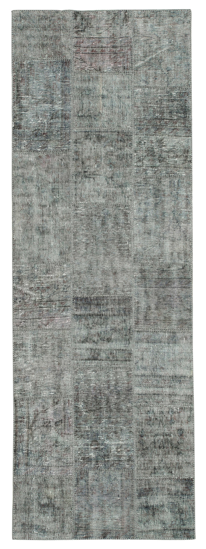 3x8 Grey Patchwork Runner Rug - 37632