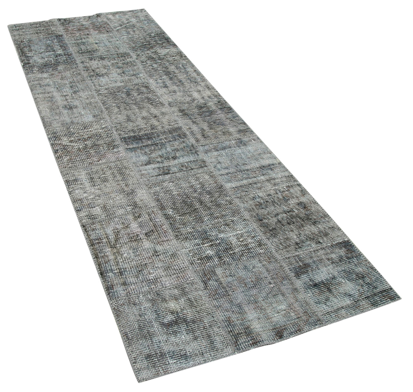3x8 Grey Patchwork Runner Rug - 37632