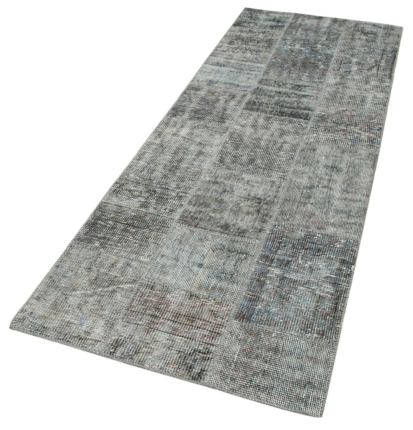 3x8 Grey Patchwork Runner Rug - 37632