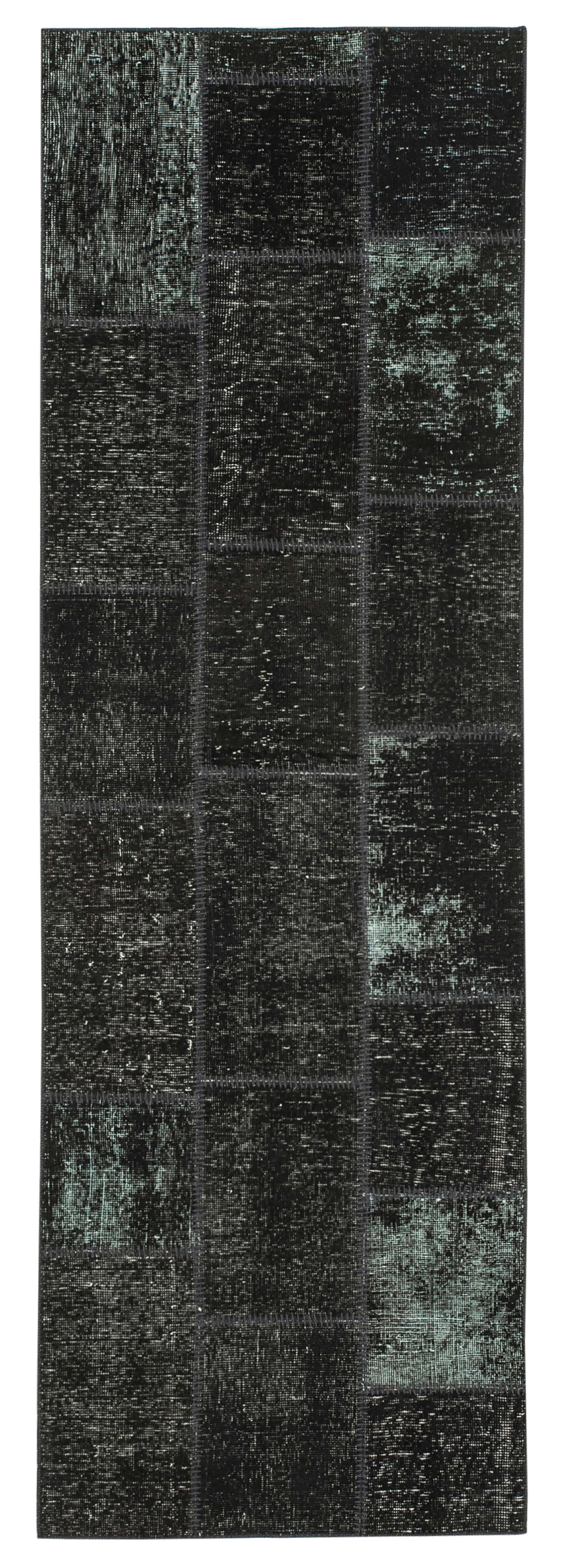 3x9 Black Patchwork Runner Rug - 37638