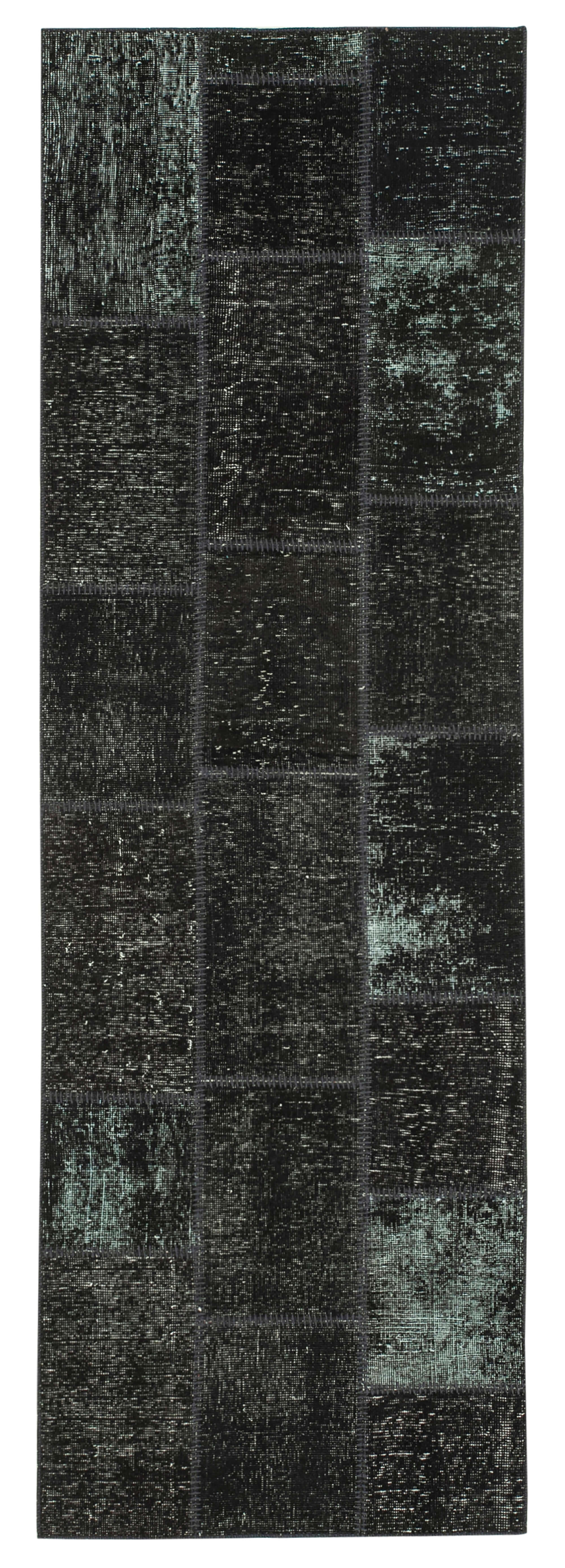 3x9 Black Patchwork Runner Rug - 37638