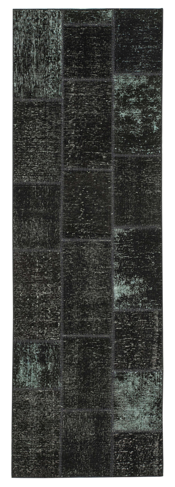 3x9 Black Patchwork Runner Rug - 37638
