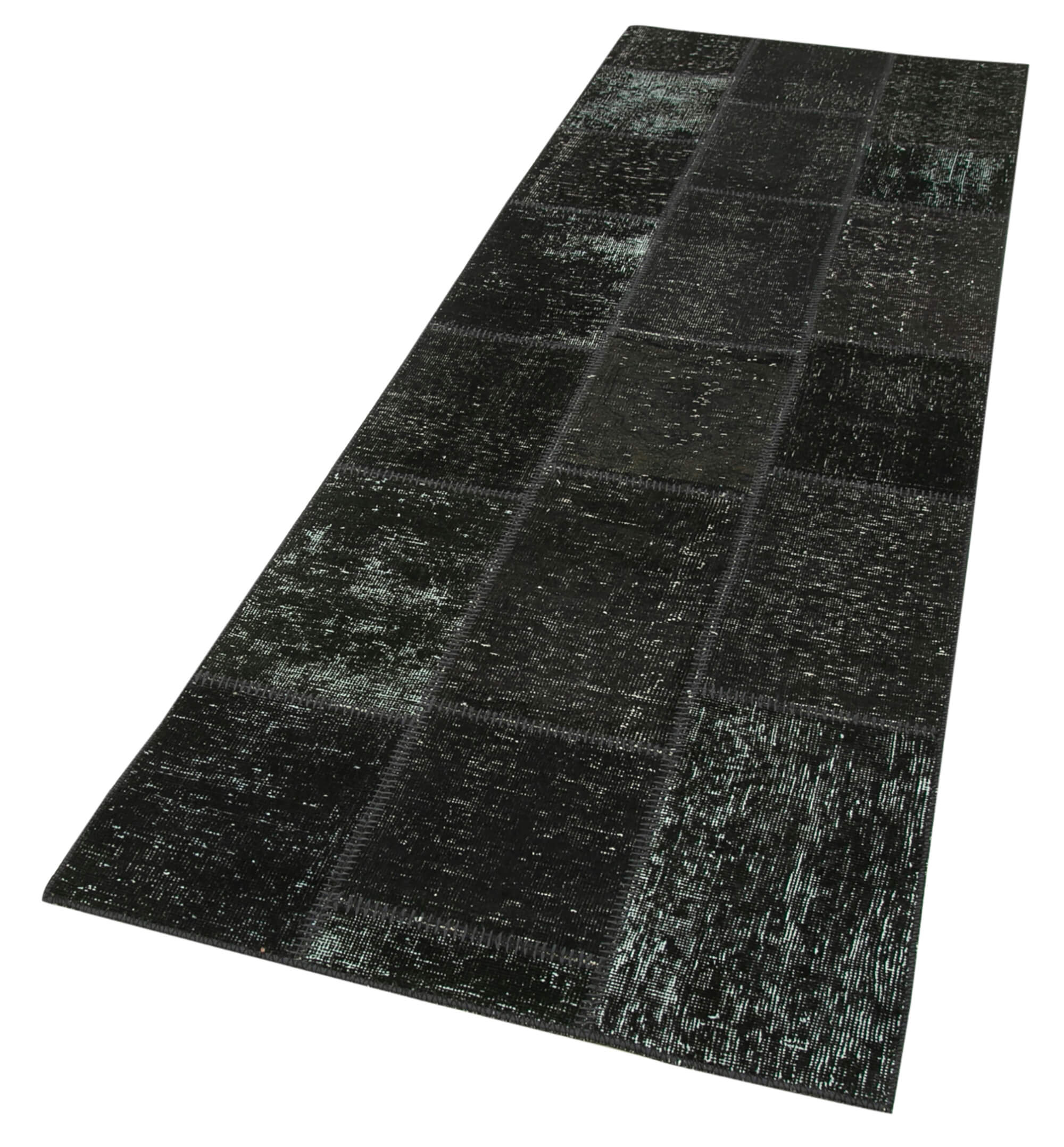 3x9 Black Patchwork Runner Rug - 37638
