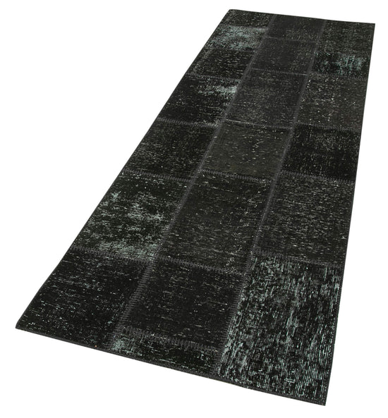 3x9 Black Patchwork Runner Rug - 37638