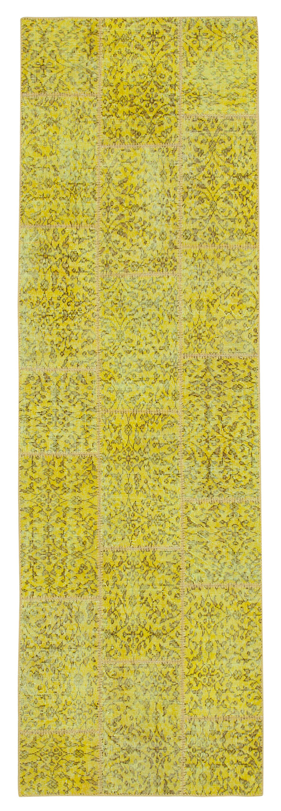 3x9 Yellow Patchwork Runner Rug - 37641