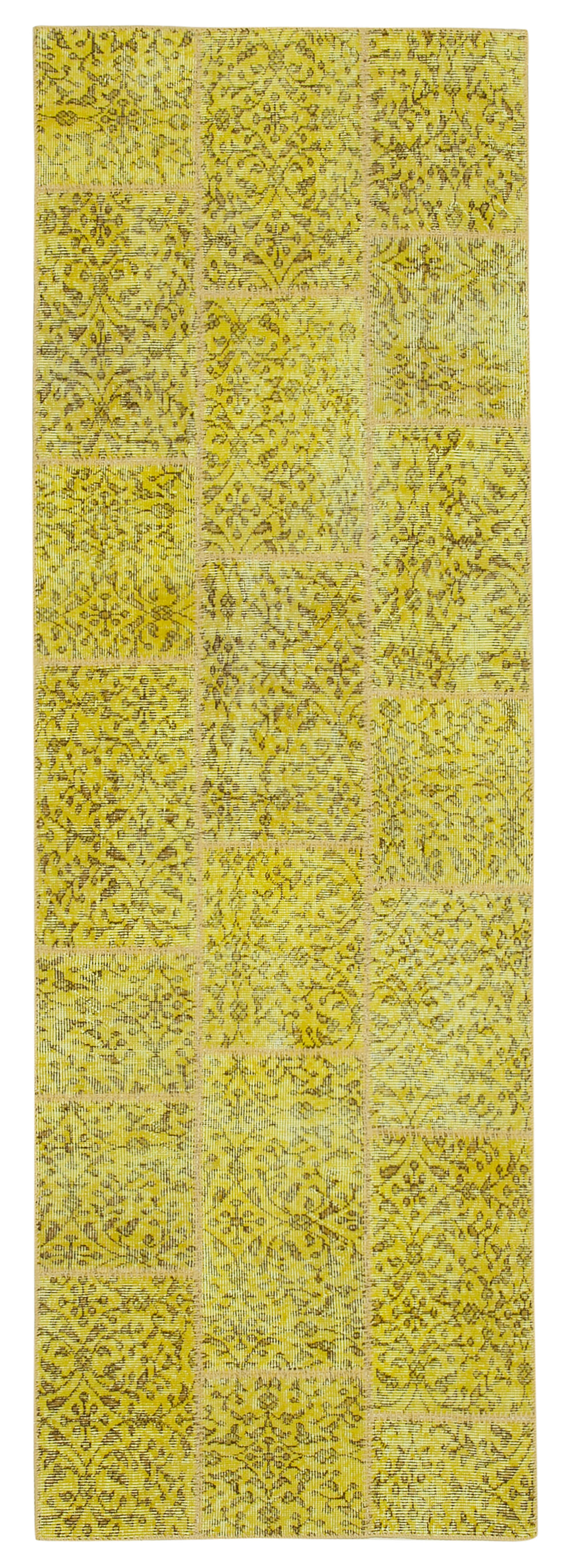 3x9 Yellow Patchwork Runner Rug - 37649