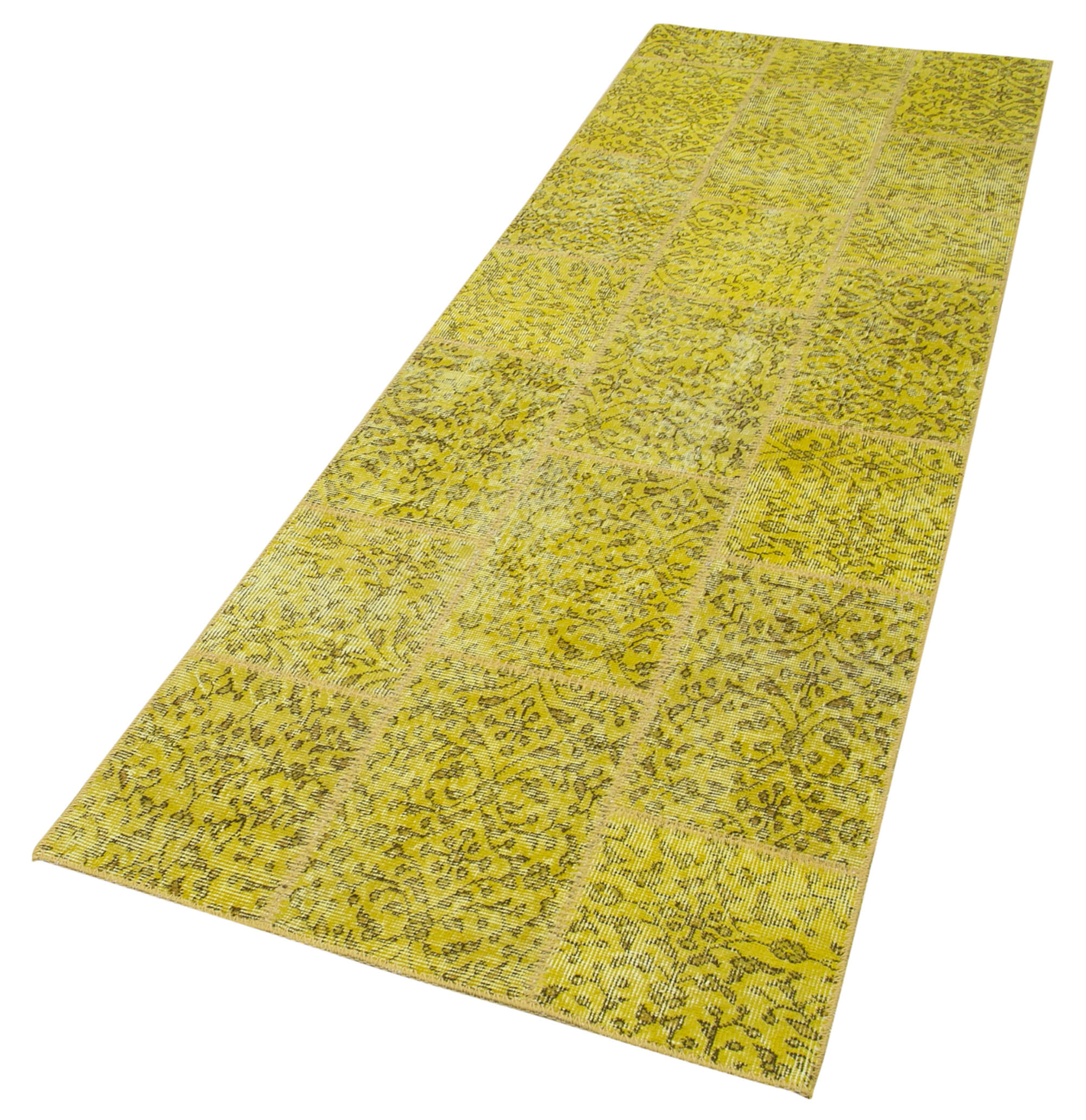 3x9 Yellow Patchwork Runner Rug - 37649