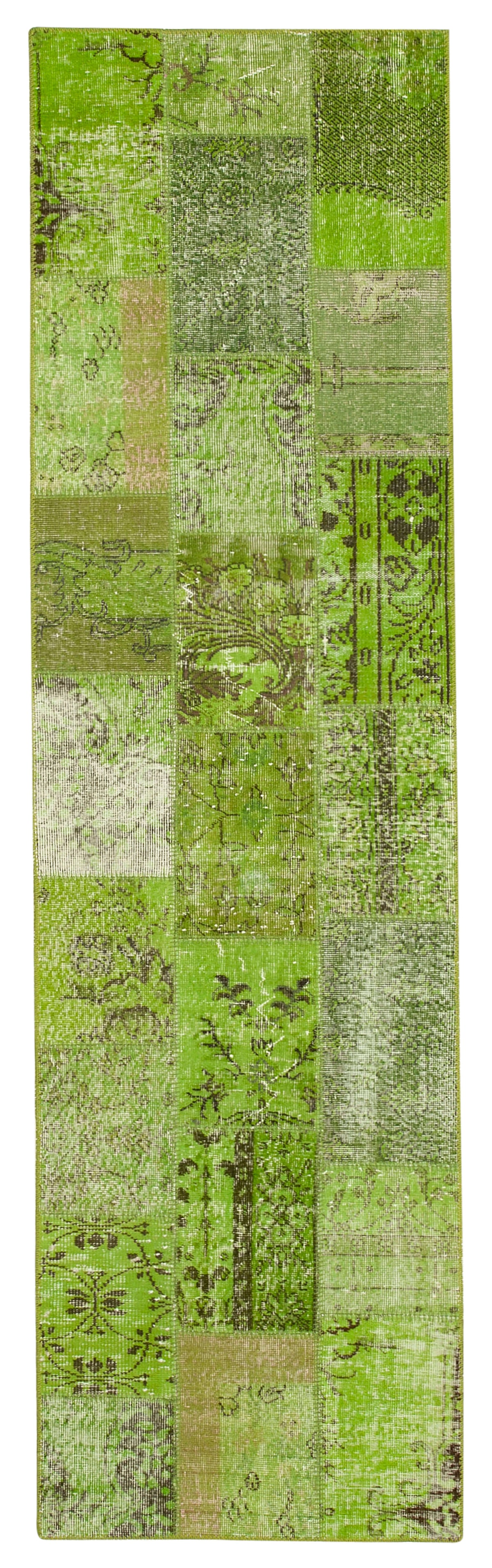 3x10 Green Patchwork Runner Rug - 37651
