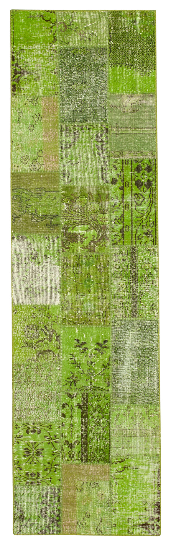 3x10 Green Patchwork Runner Rug - 37651