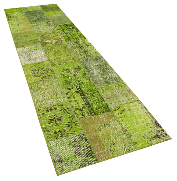 3x10 Green Patchwork Runner Rug - 37651