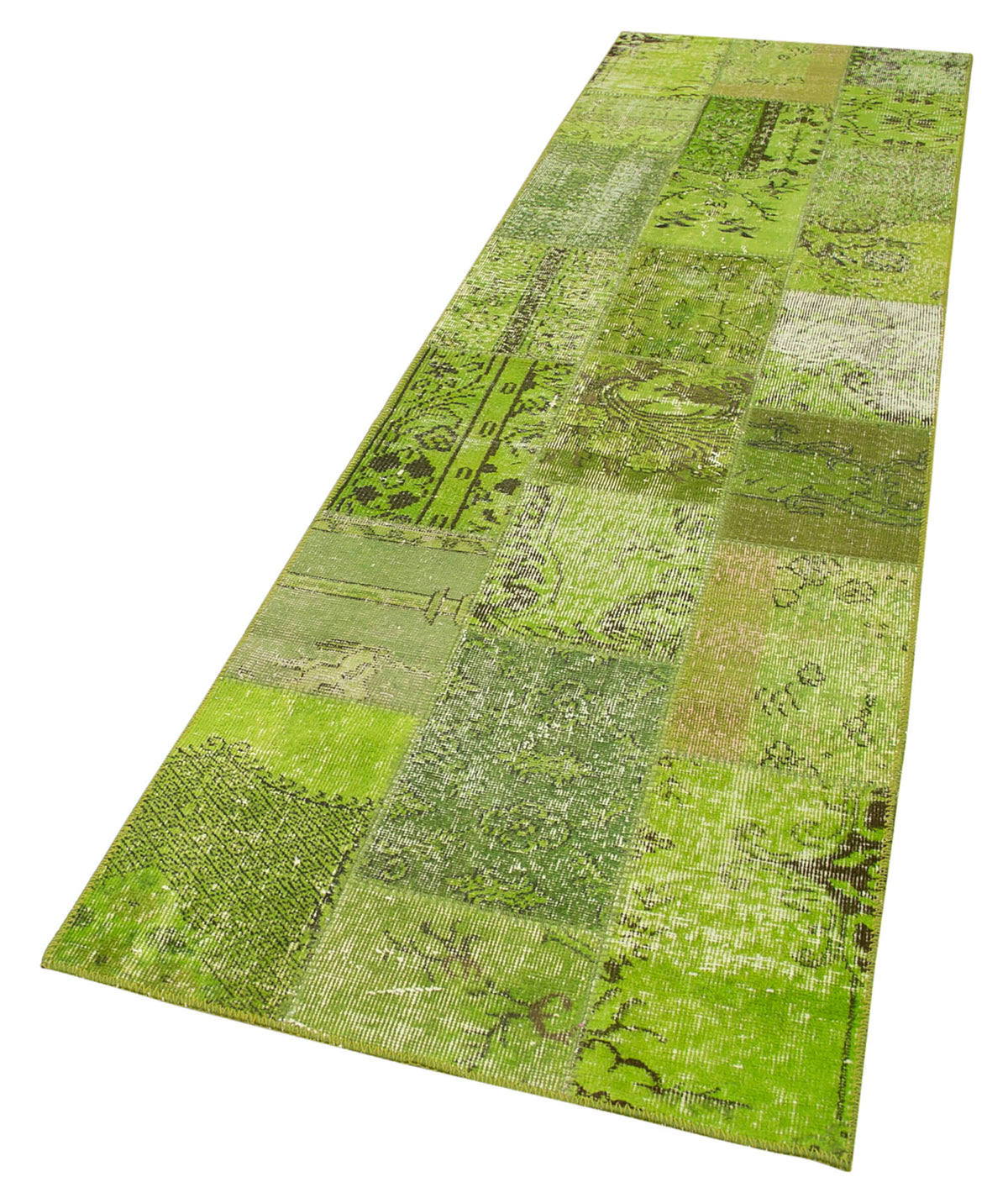 3x10 Green Patchwork Runner Rug - 37651