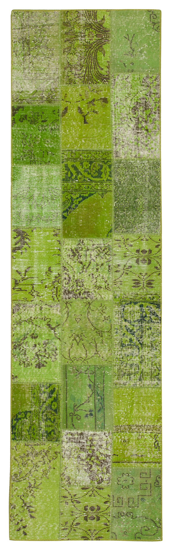 3x10 Green Patchwork Runner Rug - 37660